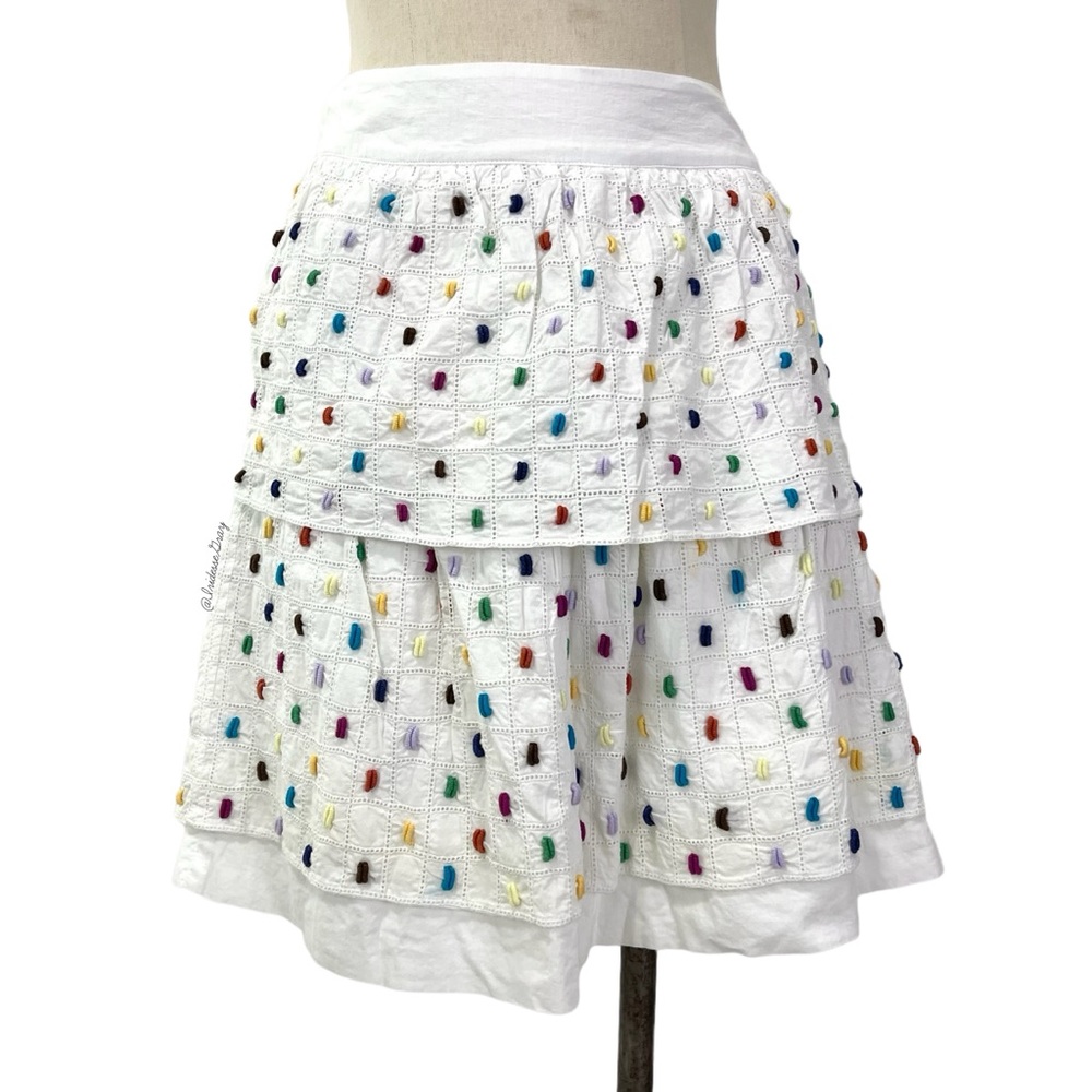 Anthropologie- Floreat It’s Your Move White Multi Tiered Skirt Size 0
